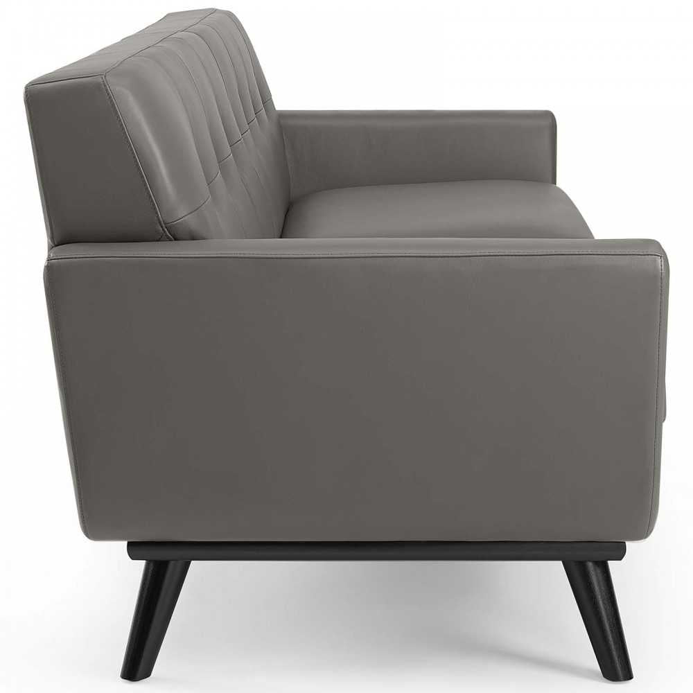 Engage Top-Grain Leather Living Room Lounge Sofa, Gray