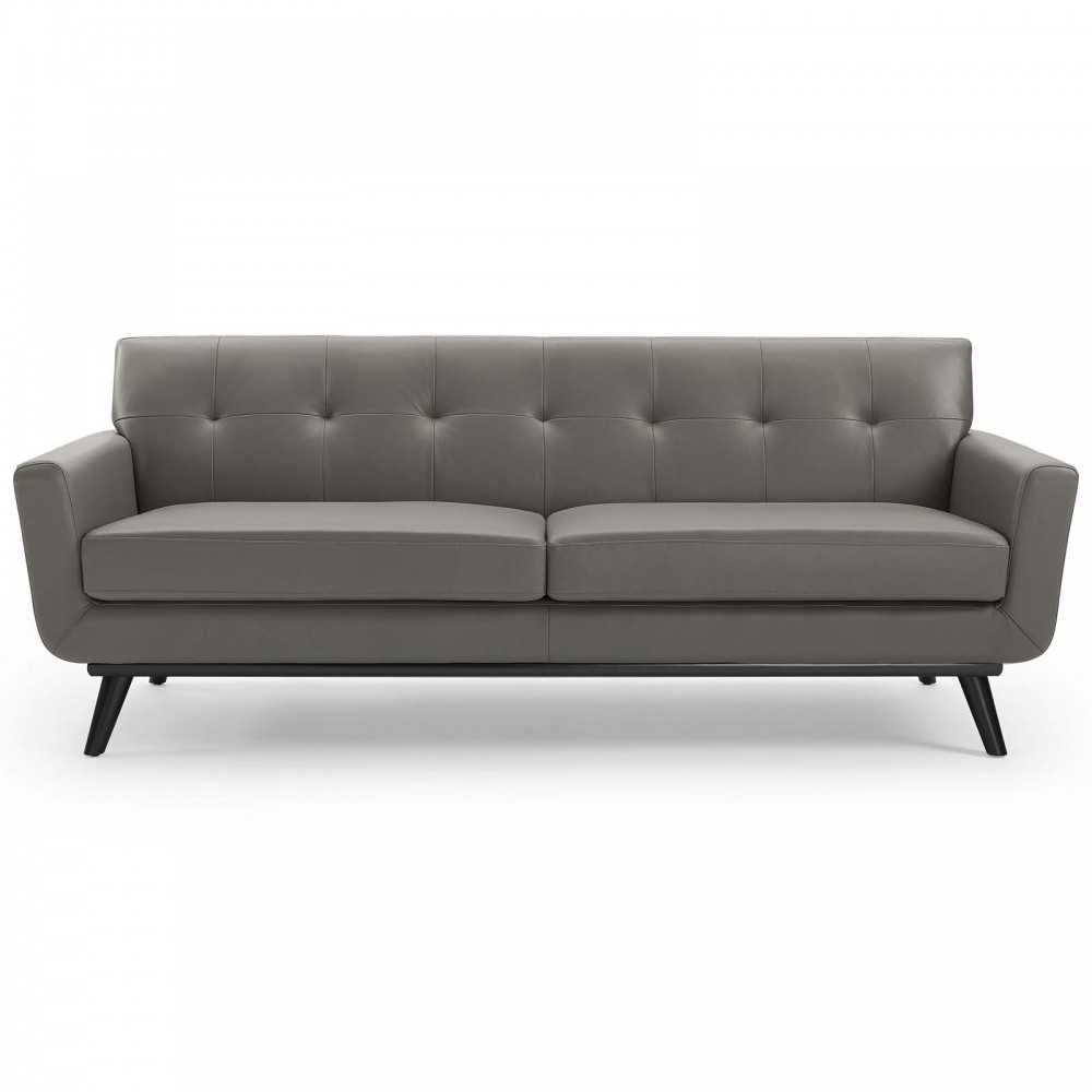 Engage Top-Grain Leather Living Room Lounge Sofa, Gray