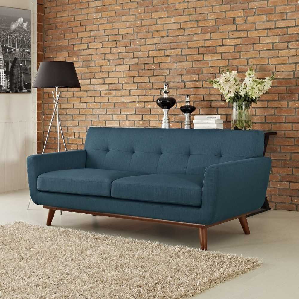 Engage Upholstered Fabric Loveseat, Azure