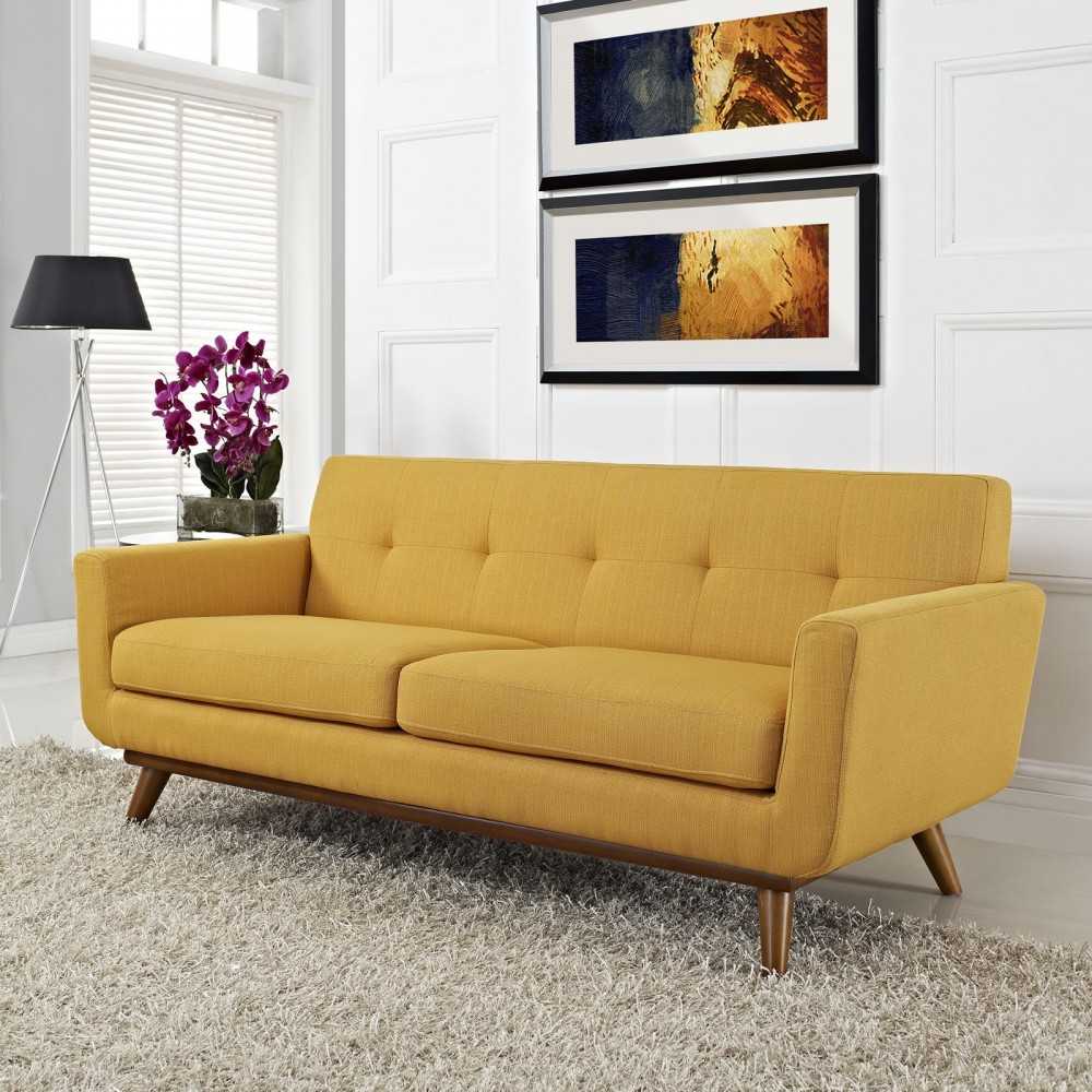 Engage Upholstered Fabric Loveseat, Citrus