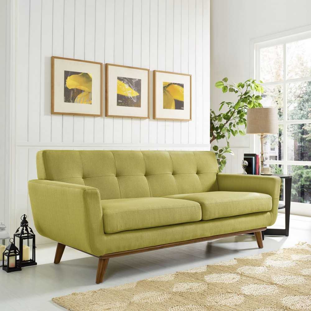 Engage Upholstered Fabric Loveseat, Wheatgrass