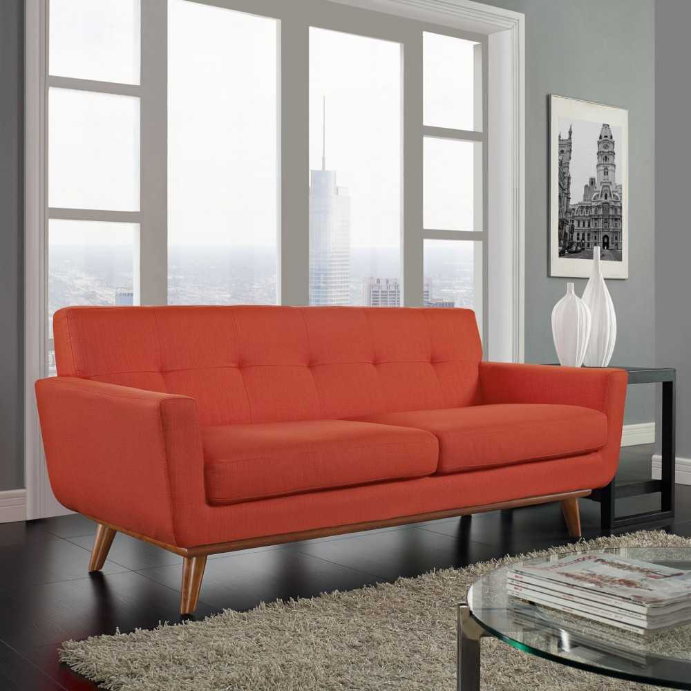 Engage Upholstered Fabric Loveseat, Atomic Red