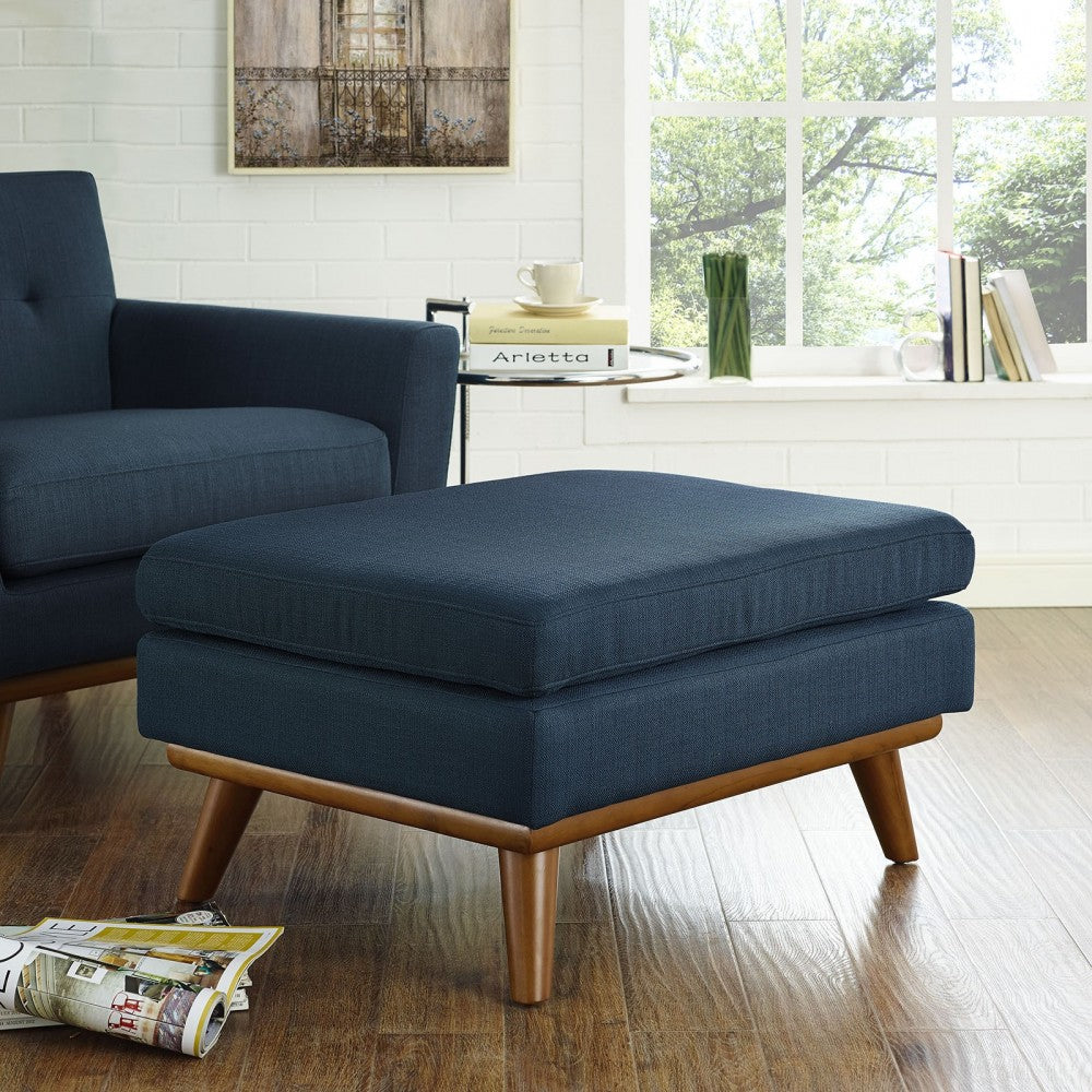 Engage Upholstered Fabric Ottoman, Azure