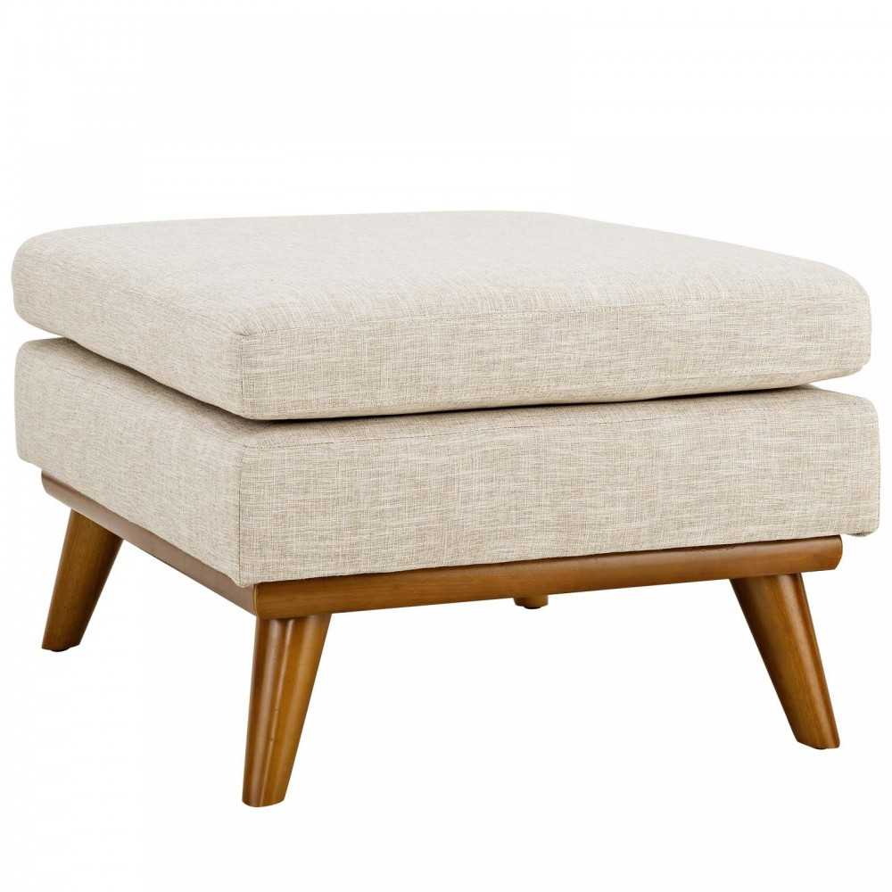 Engage Upholstered Fabric Ottoman, Beige