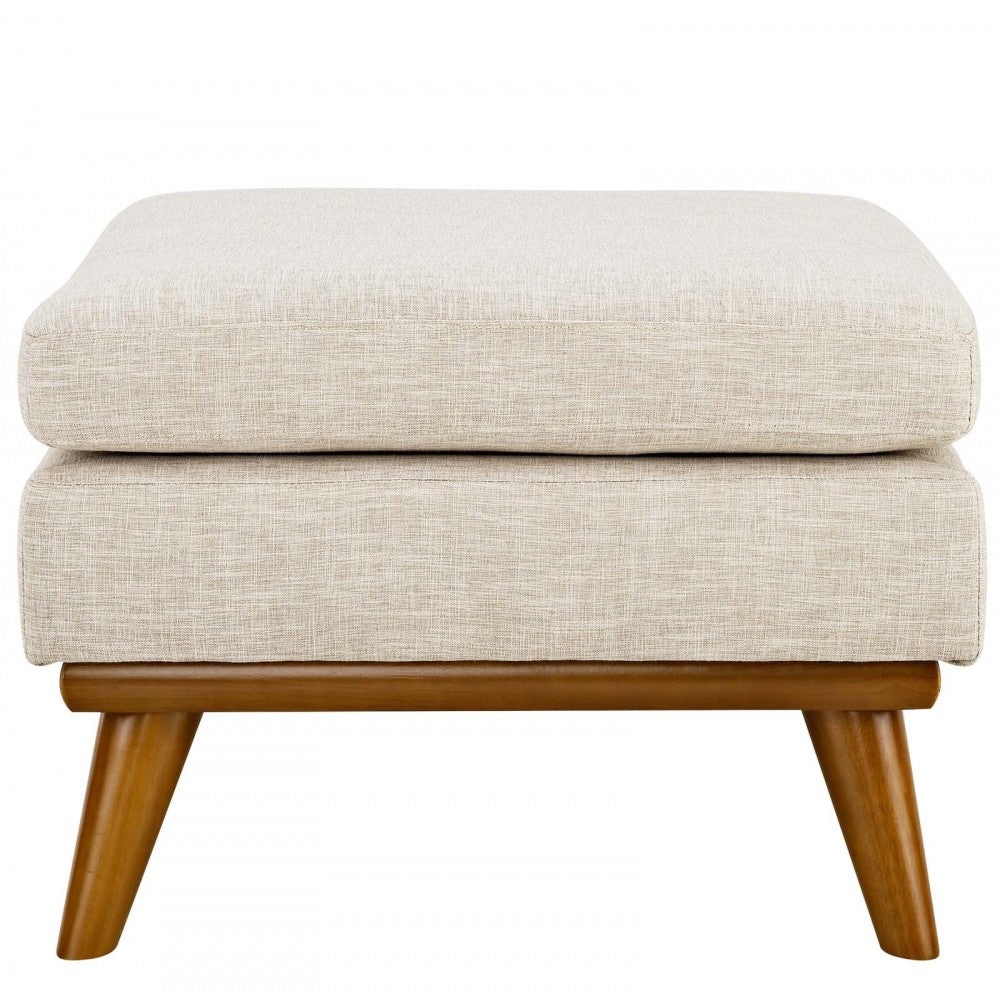 Engage Upholstered Fabric Ottoman, Beige