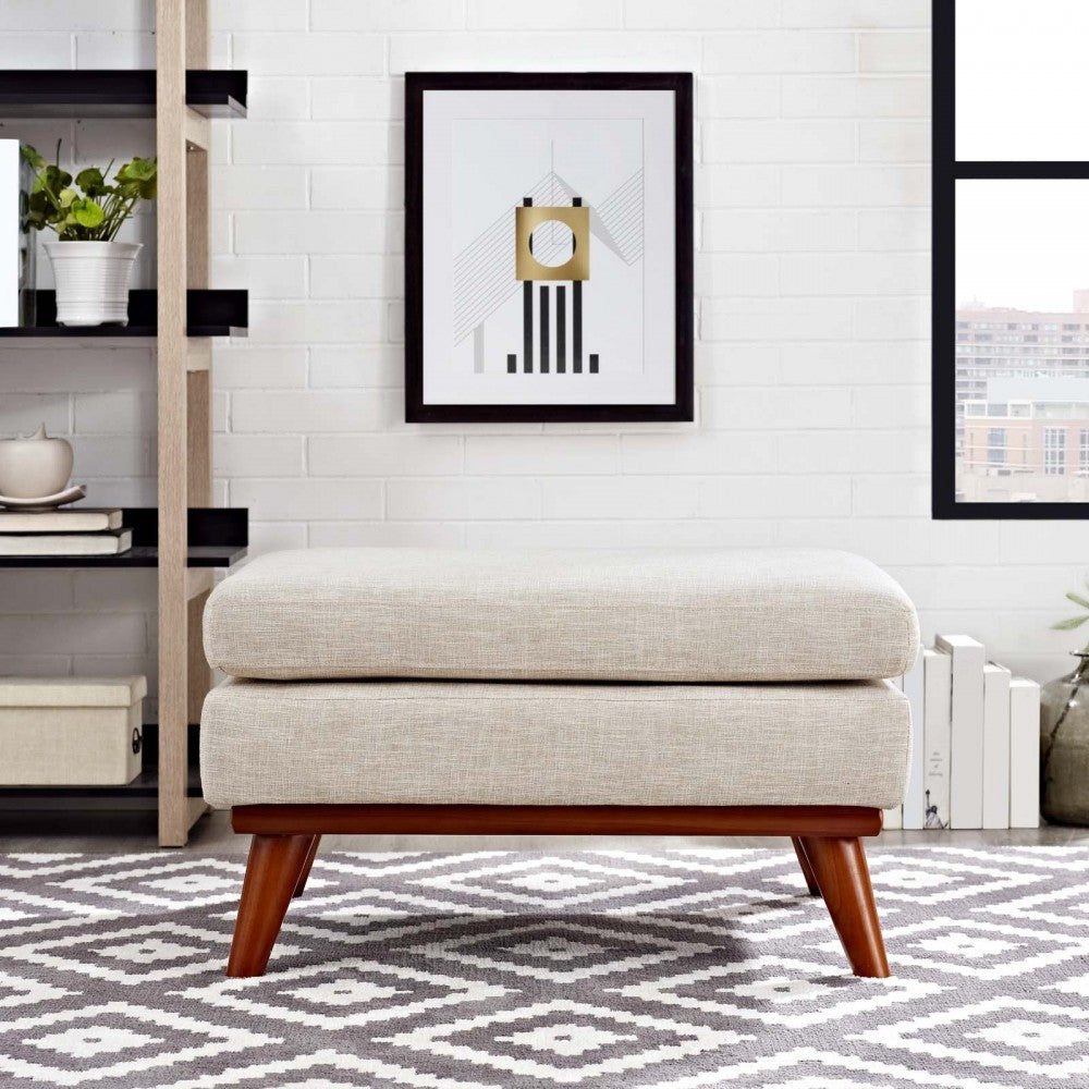 Engage Upholstered Fabric Ottoman, Beige