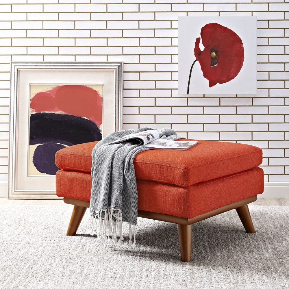 Engage Upholstered Fabric Ottoman, Atomic Red