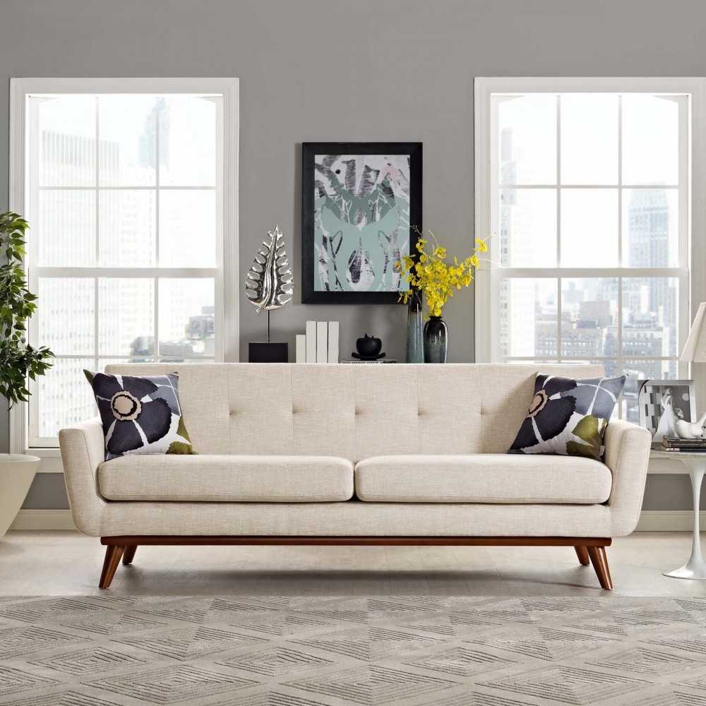 Engage Upholstered Fabric Sofa, Beige