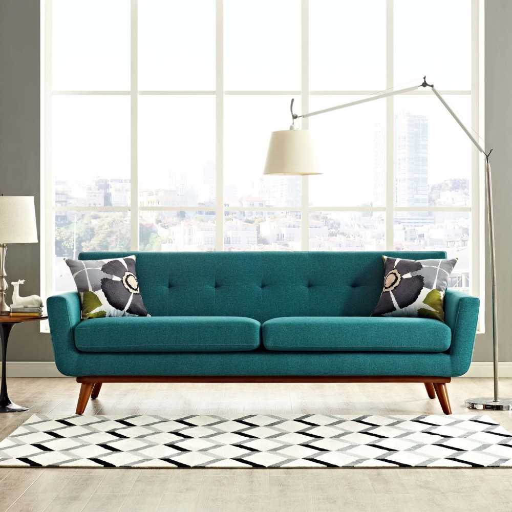 Engage Upholstered Fabric Sofa, Teal