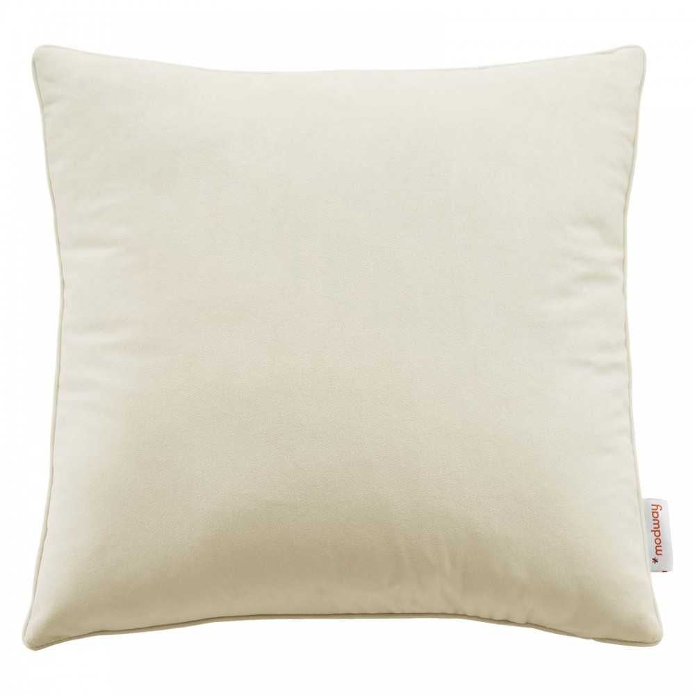 Enhance 18" Performance Velvet Throw Pillow, Ivory