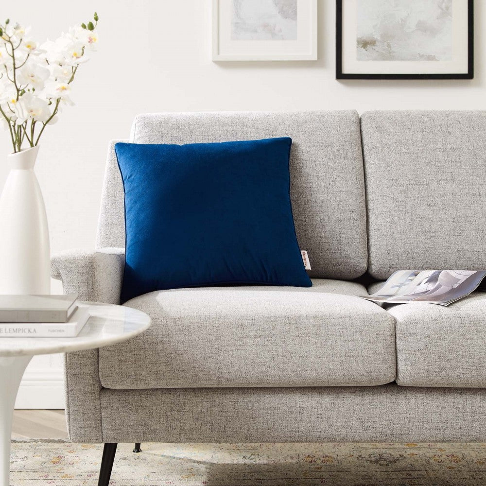 Enhance 18" Performance Velvet Throw Pillow, Navy