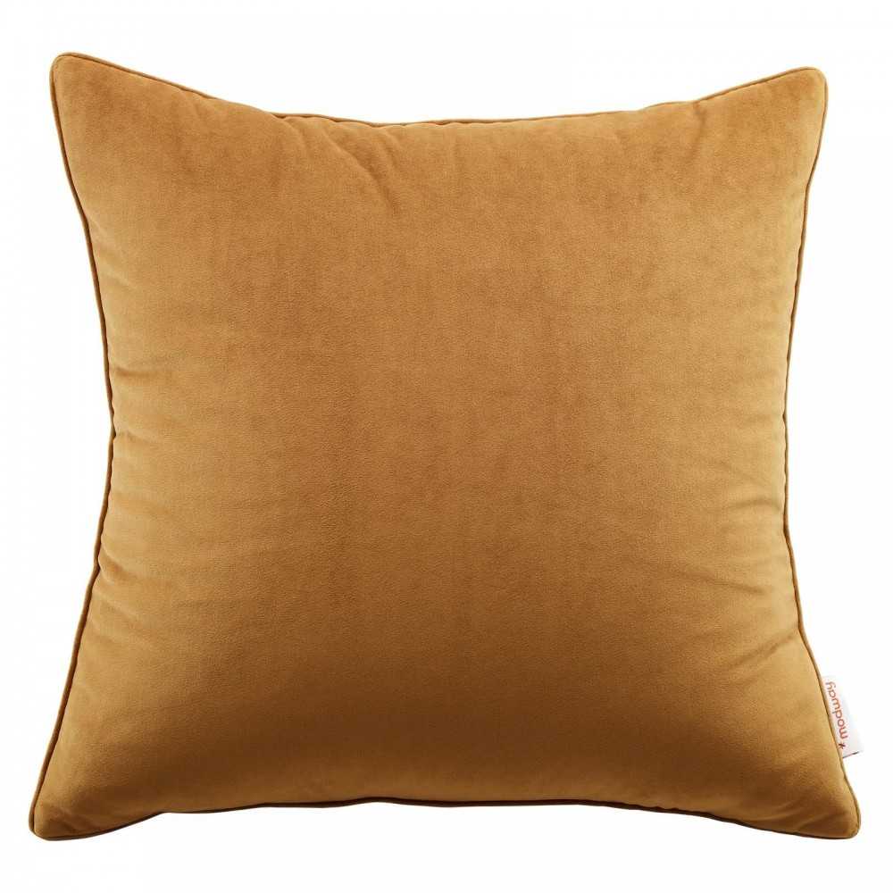 Enhance 20" Performance Velvet Throw Pillow, Cognac