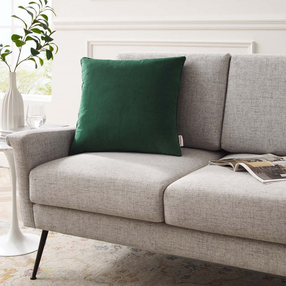 Enhance 20" Performance Velvet Throw Pillow, Green