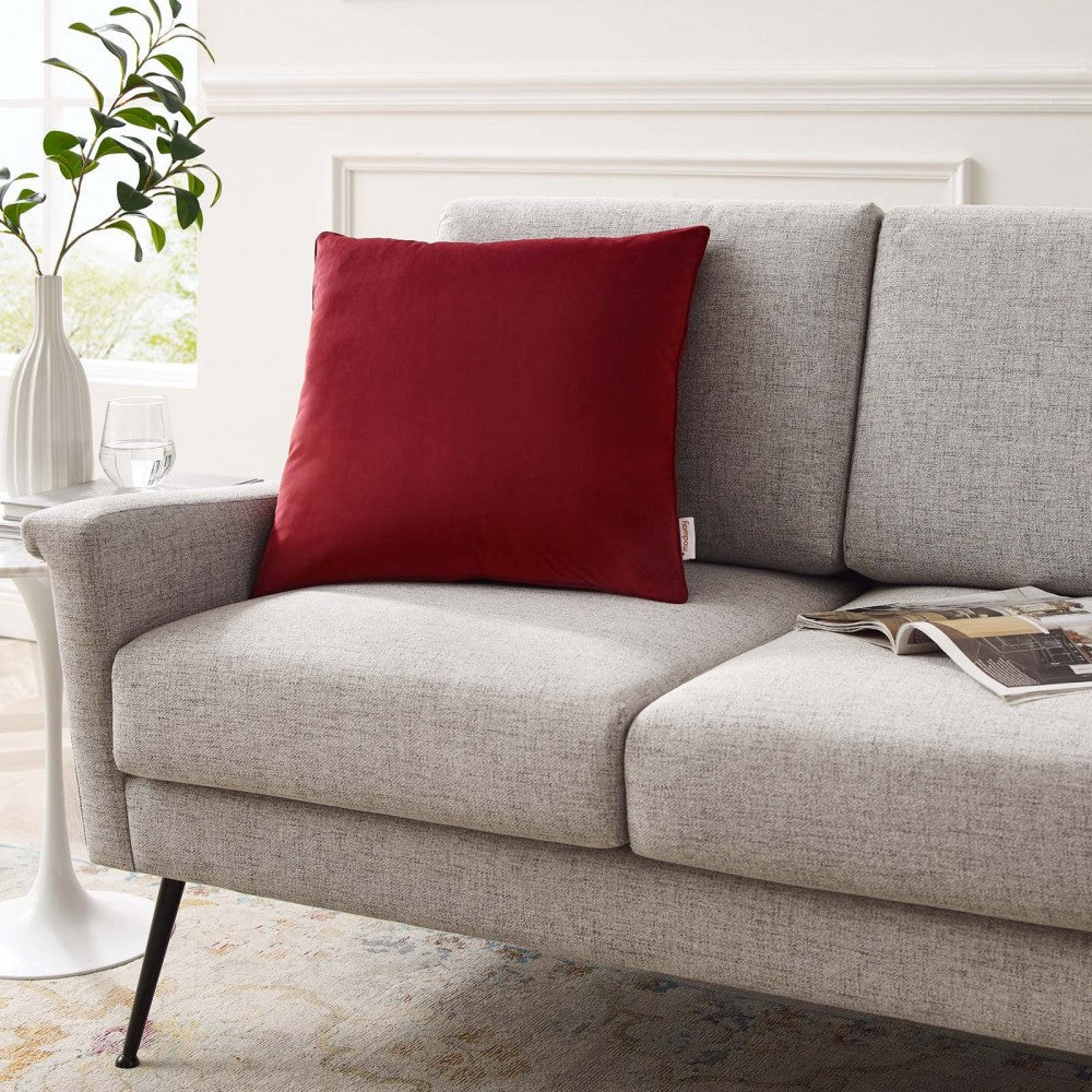 Enhance 20" Performance Velvet Throw Pillow, Maroon
