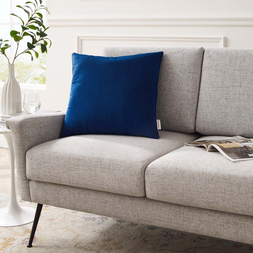 Enhance 20" Performance Velvet Throw Pillow, Navy