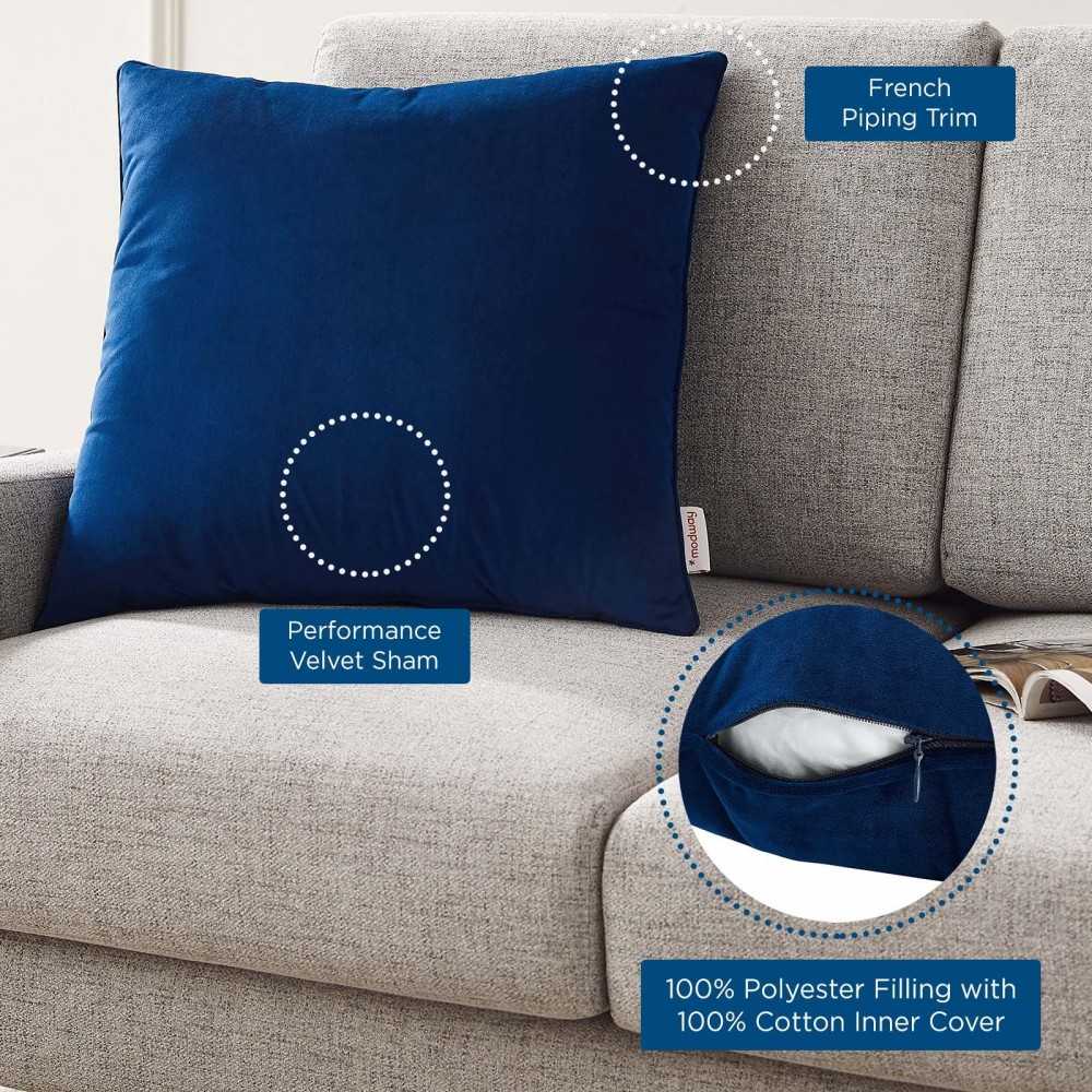 Enhance 20" Performance Velvet Throw Pillow, Navy