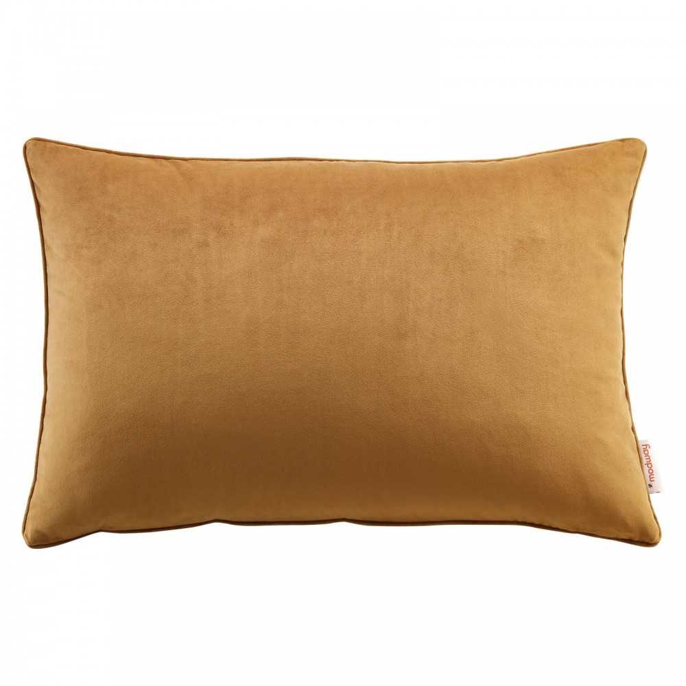 Enhance 24" Lumbar Performance Velvet Throw Pillow, Cognac