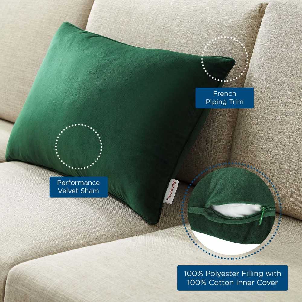 Enhance 24" Lumbar Performance Velvet Throw Pillow, Green