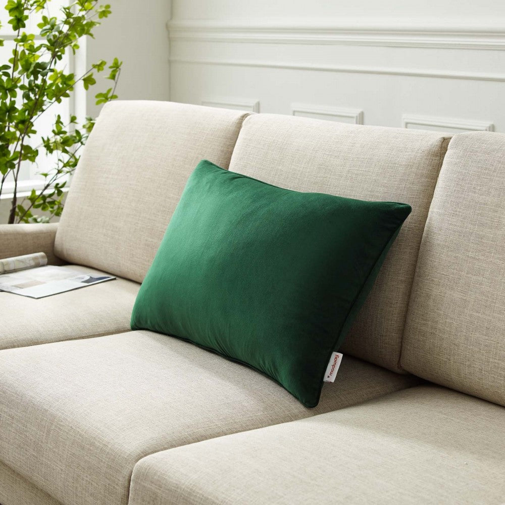 Enhance 24" Lumbar Performance Velvet Throw Pillow, Green