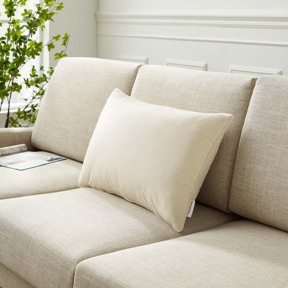 Enhance 24" Lumbar Performance Velvet Throw Pillow, Ivory