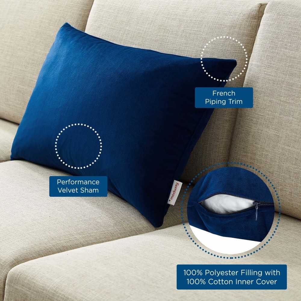 Enhance 24" Lumbar Performance Velvet Throw Pillow, Navy