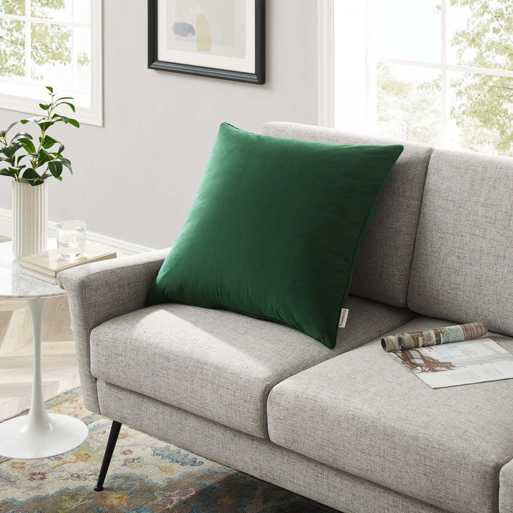 Enhance 24" Performance Velvet Throw Pillow, Green
