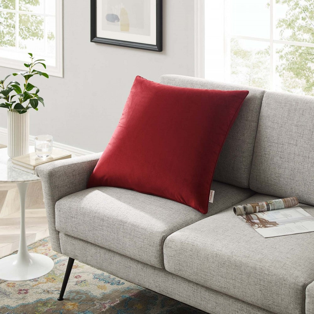 Enhance 24" Performance Velvet Throw Pillow, Maroon