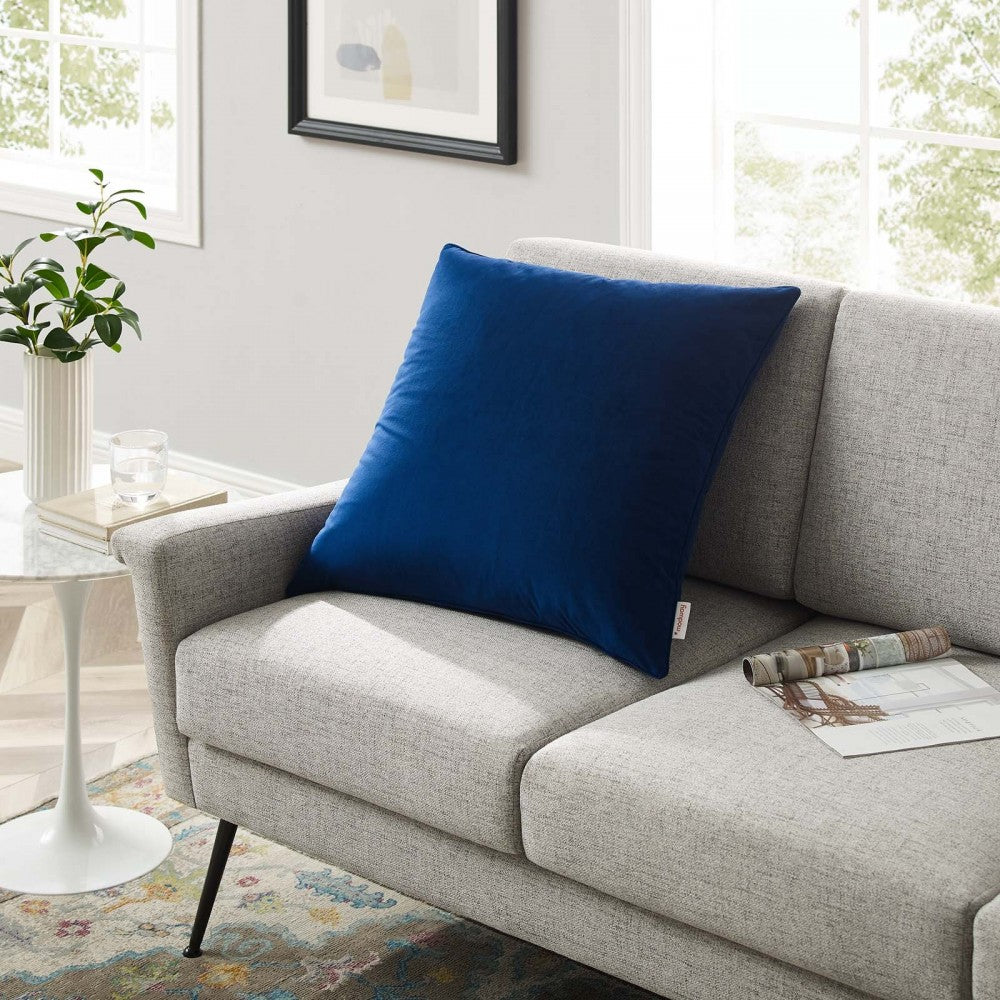 Enhance 24" Performance Velvet Throw Pillow, Navy