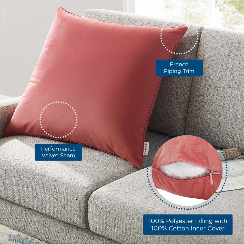 Enhance 24" Performance Velvet Throw Pillow, Blossom