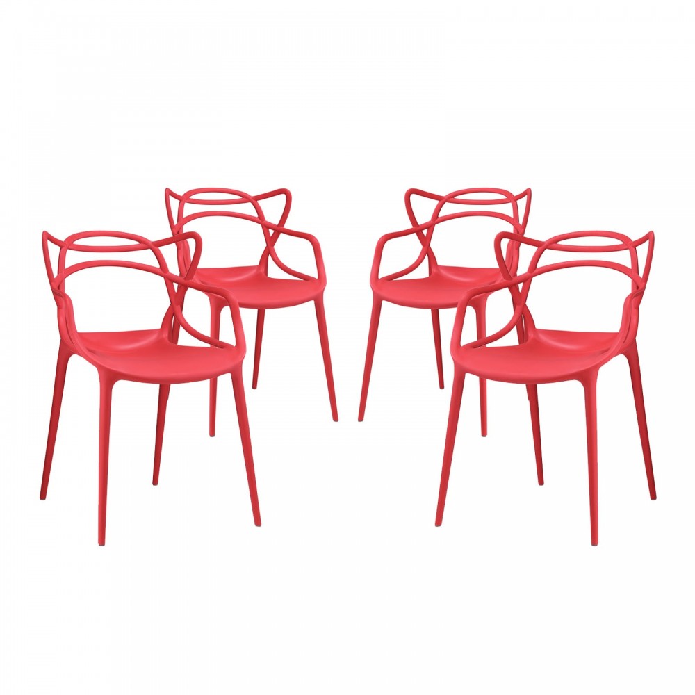 Entangled Dining Set Set of 4, Red