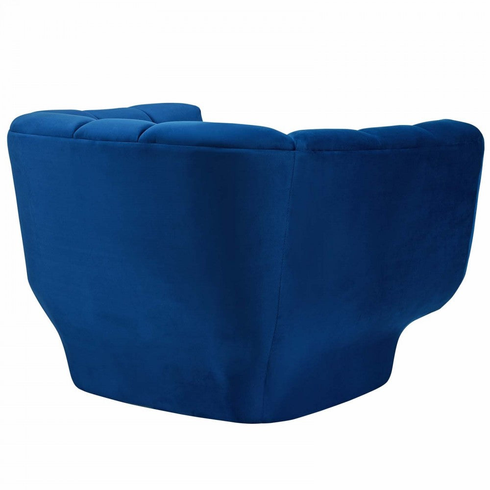 Entertain Vertical Channel Tufted Performance Velvet Armchair Set of 2, Navy