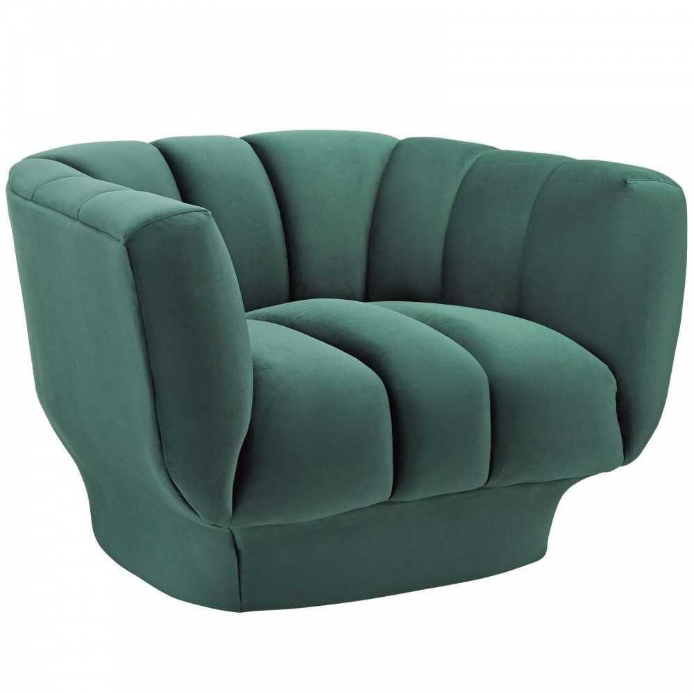 Entertain Vertical Channel Tufted Performance Velvet Sofa and Armchair Set, Green