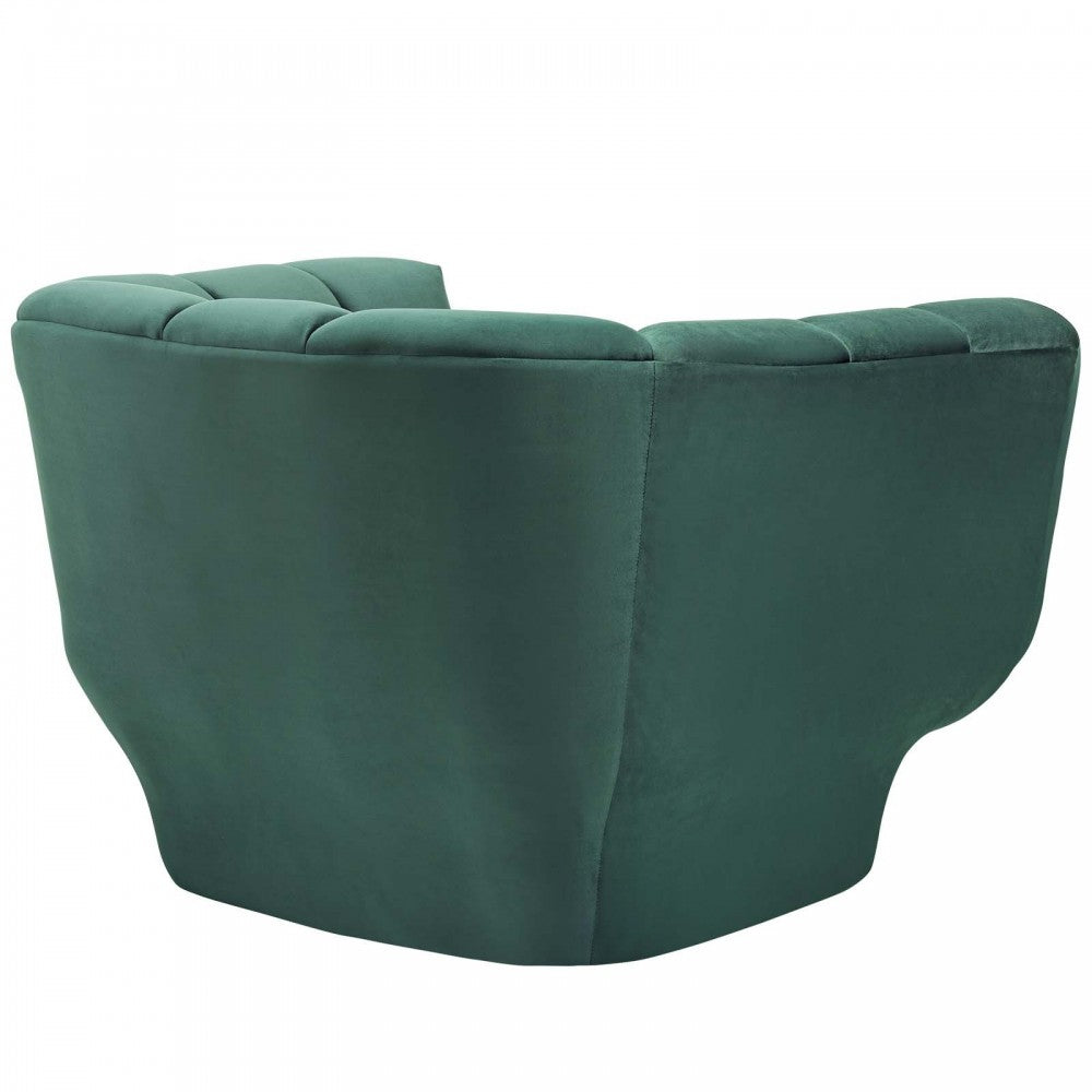 Entertain Vertical Channel Tufted Performance Velvet Sofa and Armchair Set, Green