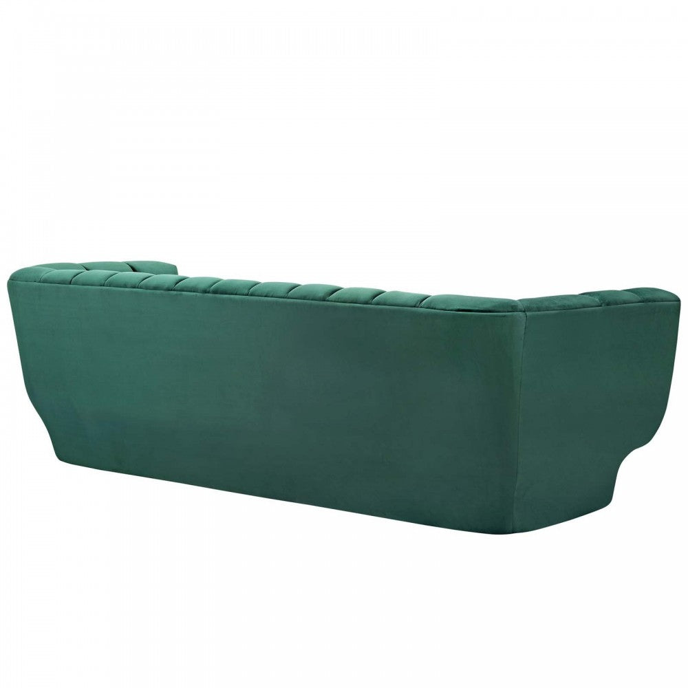Entertain Vertical Channel Tufted Performance Velvet Sofa and Armchair Set, Green