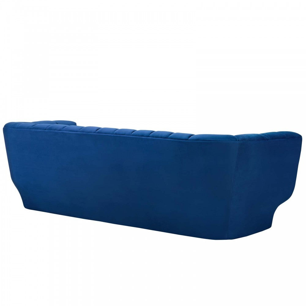 Entertain Vertical Channel Tufted Performance Velvet Sofa and Armchair Set, Navy