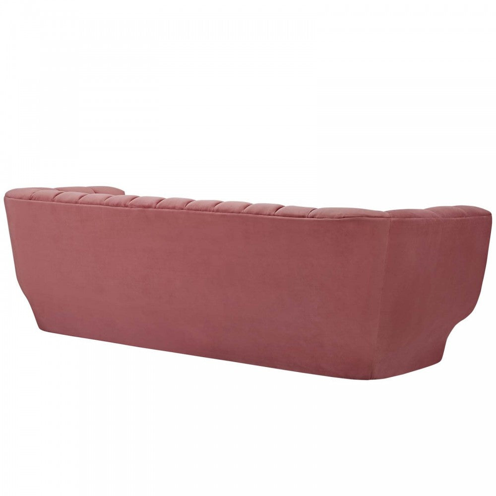 Entertain Vertical Channel Tufted Performance Velvet Sofa and Armchair Set, Dusty Rose