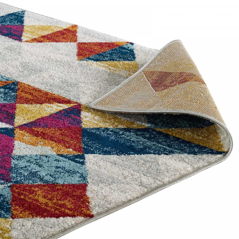 Entourage Elettra Distressed Geometric Triangle Mosaic 5x8 Area Rug, Multicolored