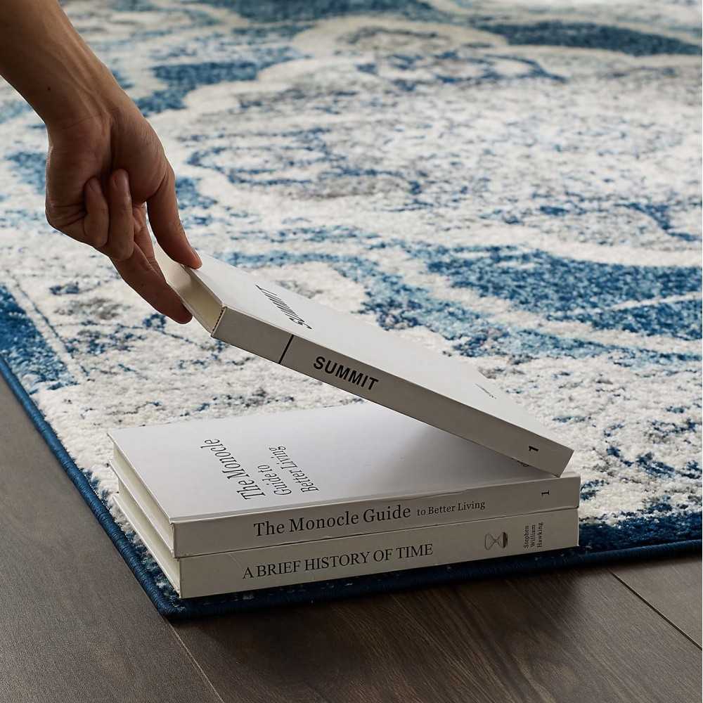 Entourage Malia Distressed Vintage Floral Persian Medallion 5x8 Area Rug, Ivory and Blue