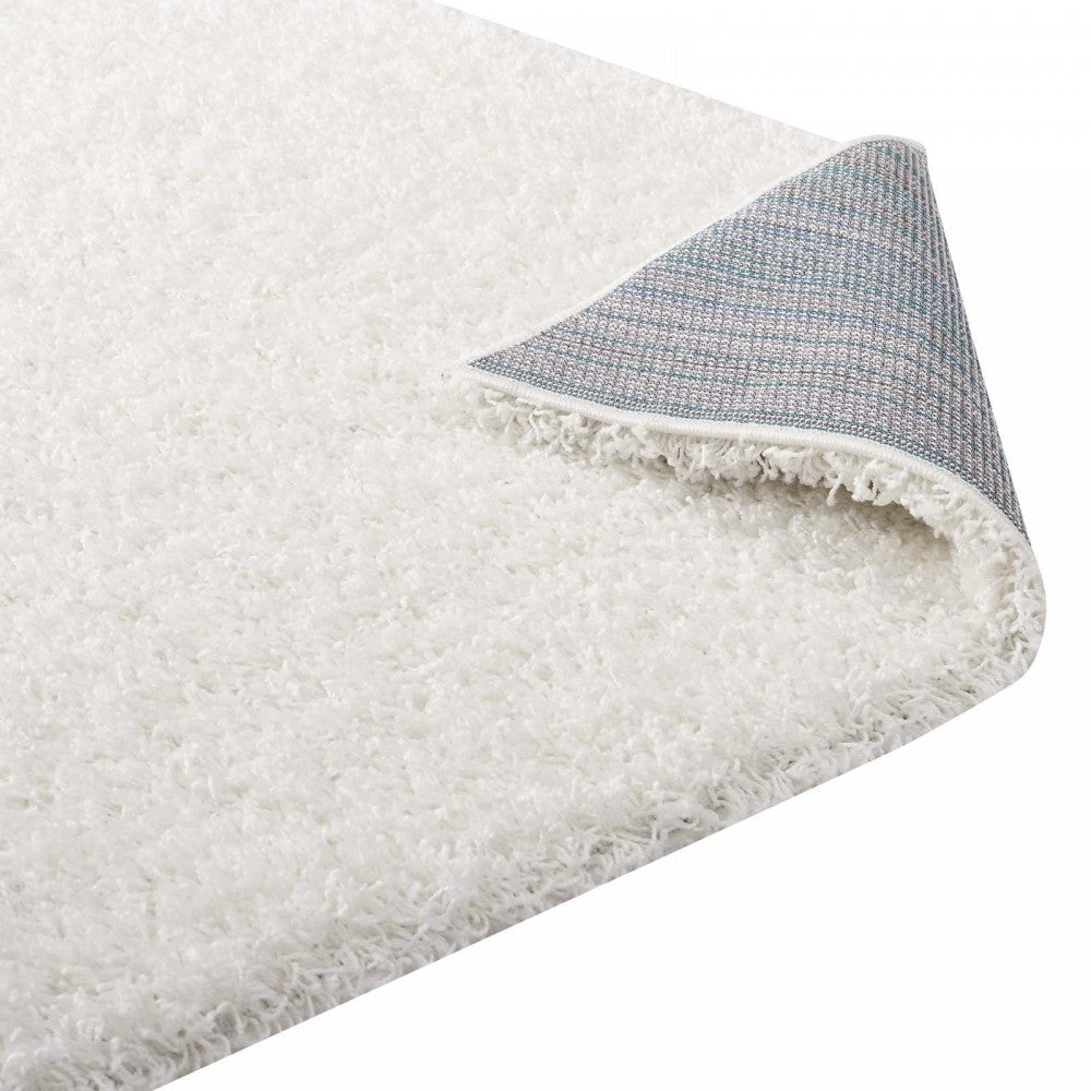 Enyssa Solid 5x8 Shag Area Rug, Ivory White