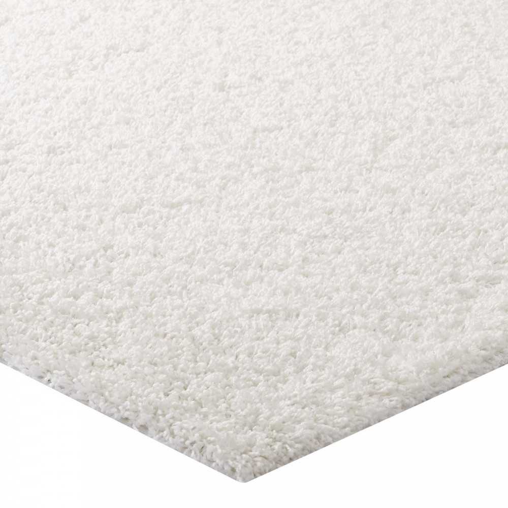 Enyssa Solid 5x8 Shag Area Rug, Ivory White