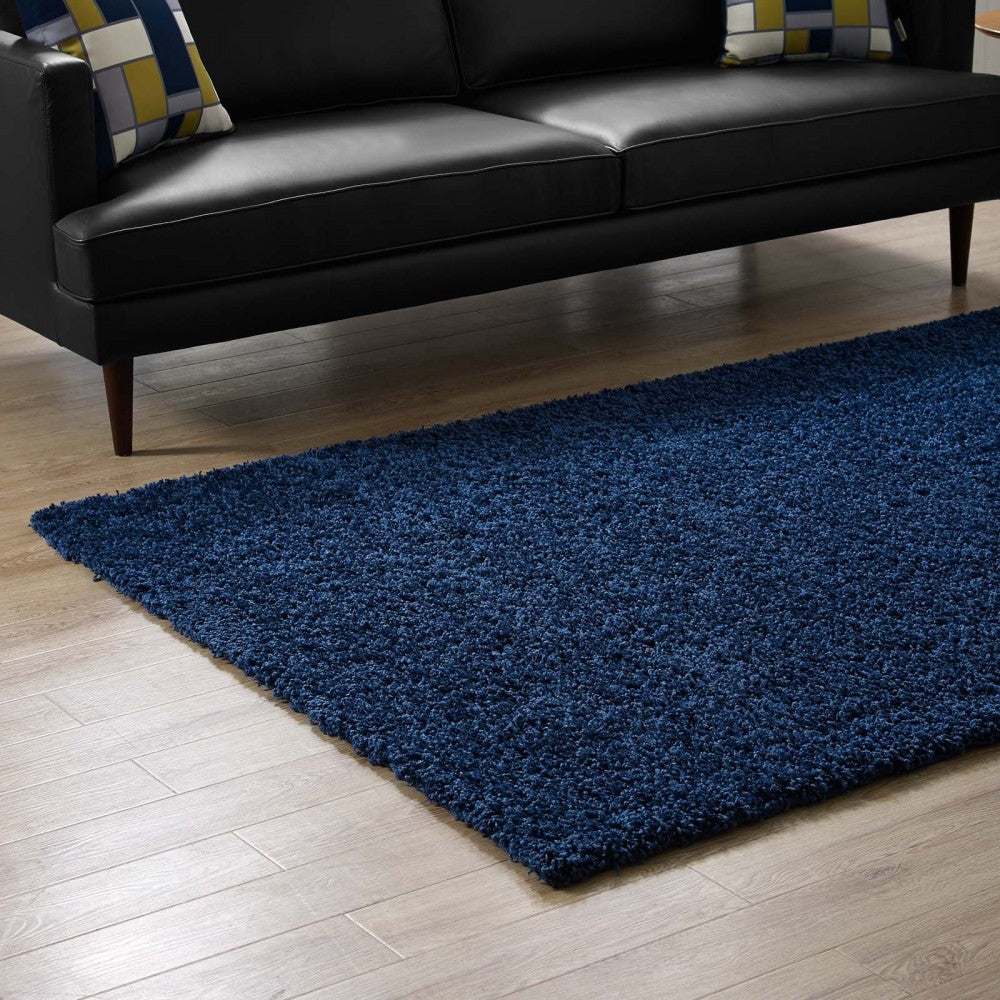 Enyssa Solid 5x8 Shag Area Rug, Navy