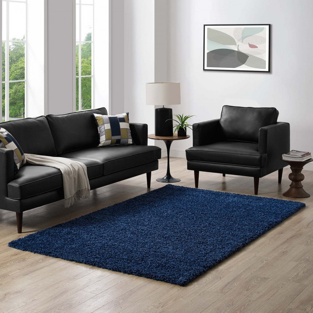 Enyssa Solid 5x8 Shag Area Rug, Navy