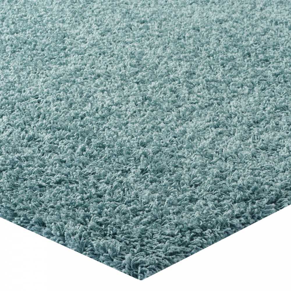 Enyssa Solid 5x8 Shag Area Rug, Aqua Blue and Ivory