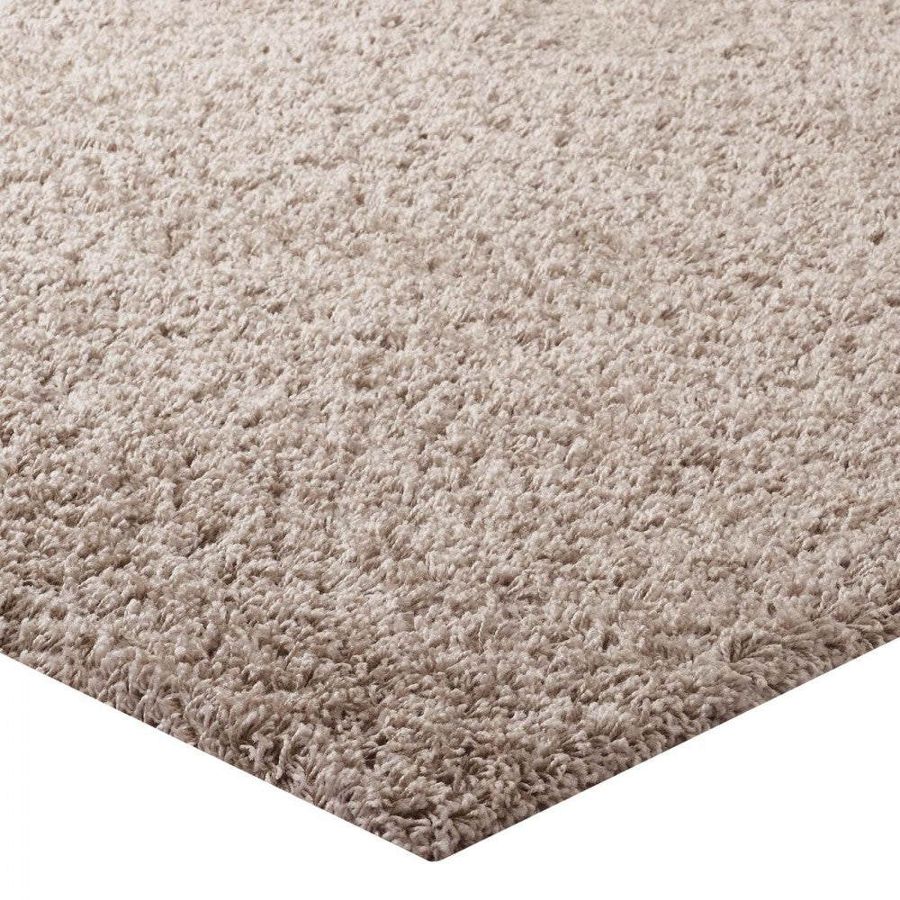 Enyssa Solid 5x8 Shag Area Rug, Beige and Ivory