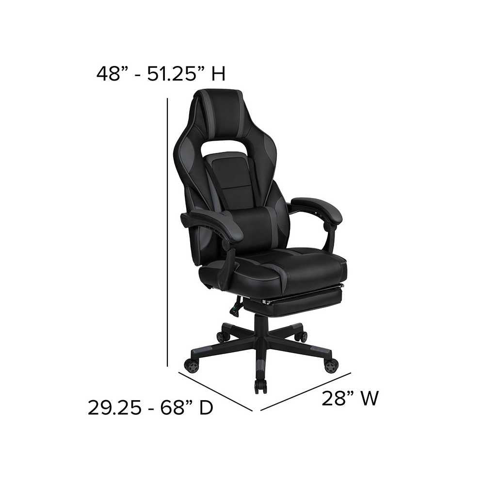 Ergonomic Computer Chair with Fully Reclining Back/Arms, Slide-Out Footrest, Massaging Lumbar - Black/Gray