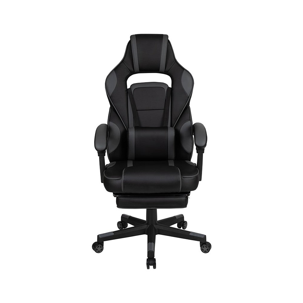 Ergonomic Computer Chair with Fully Reclining Back/Arms, Slide-Out Footrest, Massaging Lumbar - Black/Gray