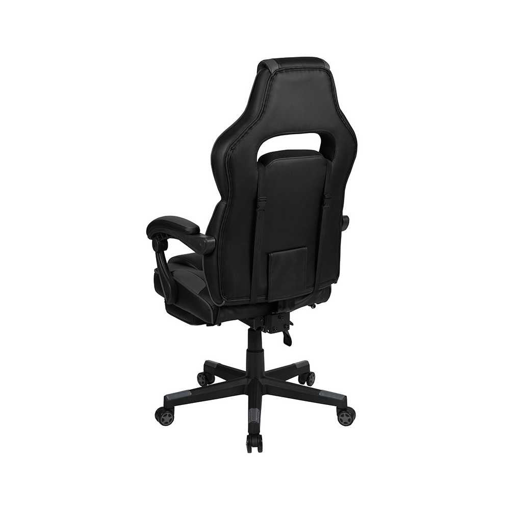 Ergonomic Computer Chair with Fully Reclining Back/Arms, Slide-Out Footrest, Massaging Lumbar - Black/Gray