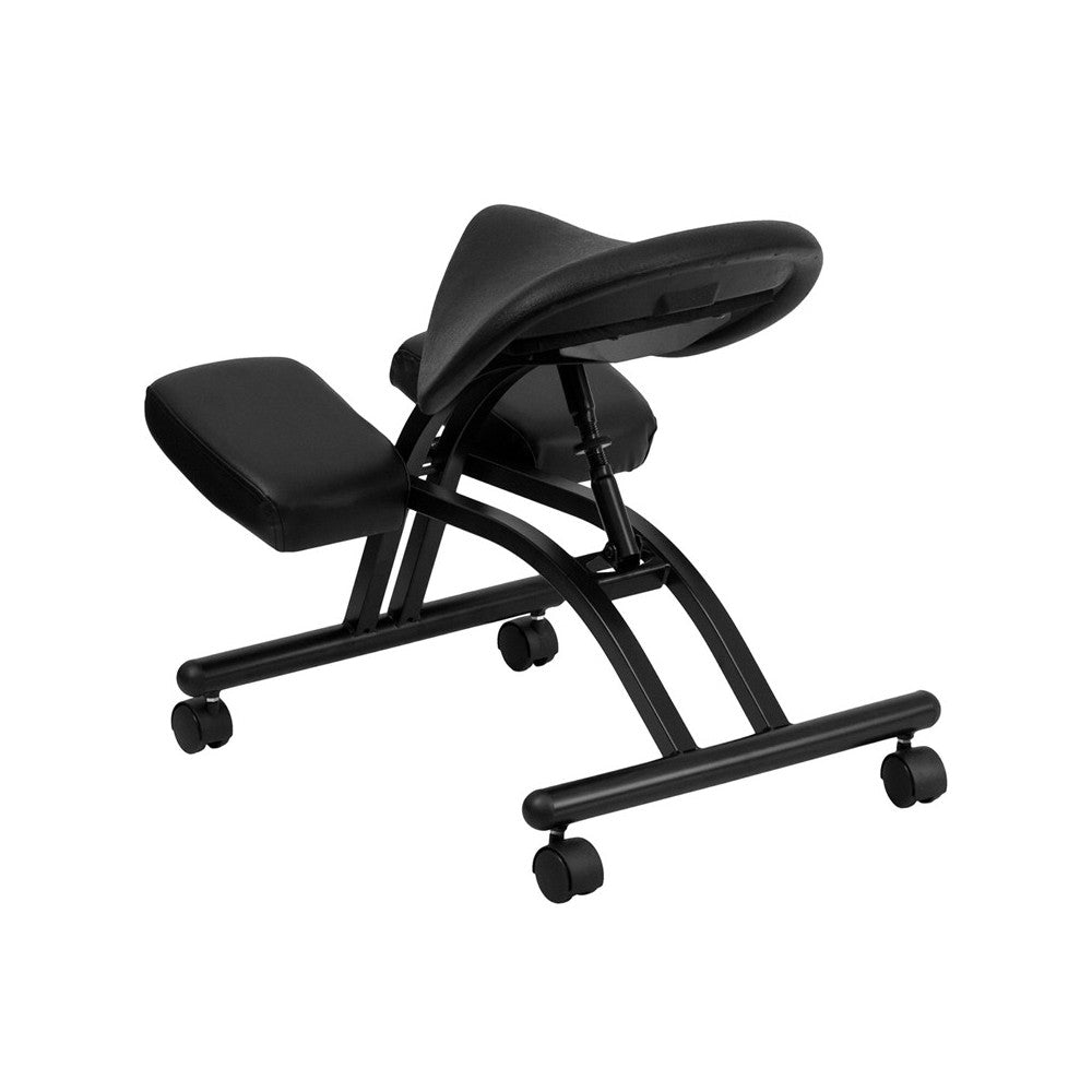 Ergonomic Kneeling Office Chair with Black Saddle Seat