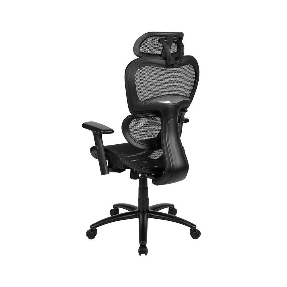 Ergonomic Mesh Office Chair with 2-to-1 Synchro-Tilt, Adjustable Headrest, Lumbar Support, and Adjustable Pivot Arms in Black