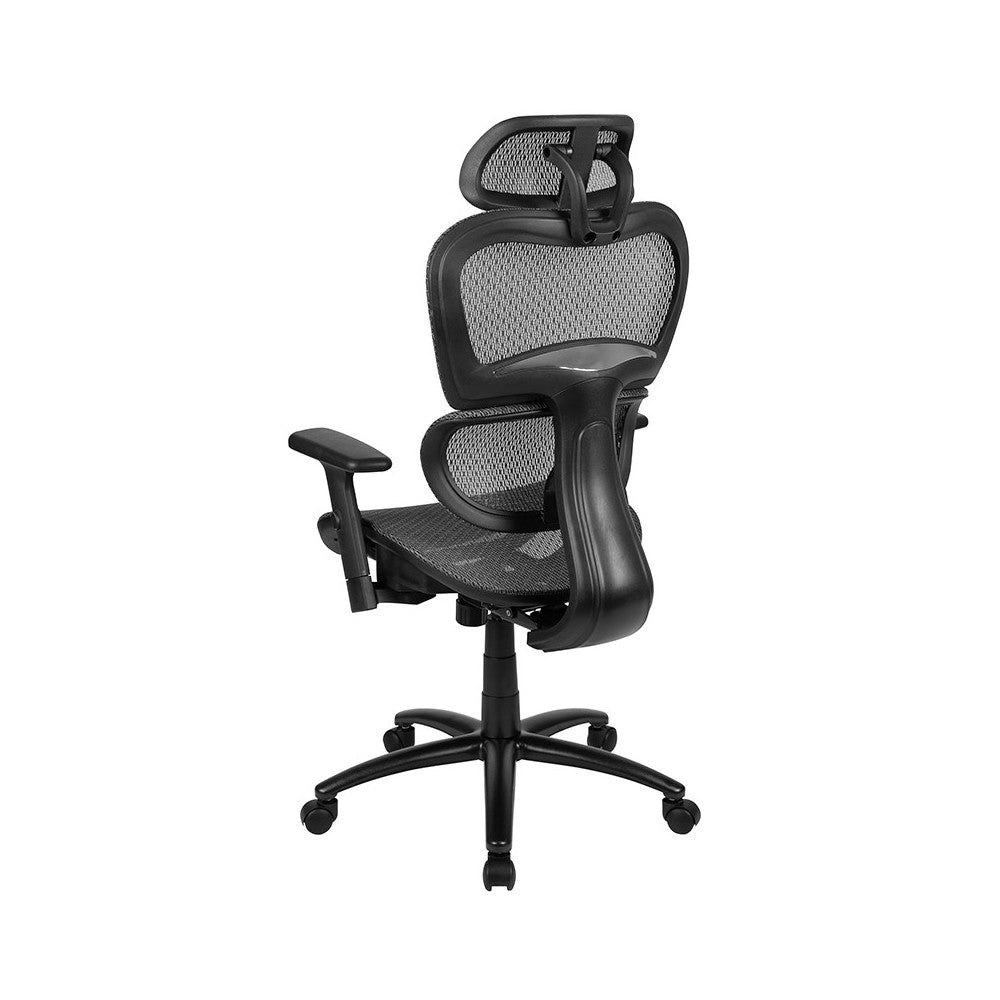 Ergonomic Mesh Office Chair with 2-to-1 Synchro-Tilt, Adjustable Headrest, Lumbar Support, and Adjustable Pivot Arms in Gray